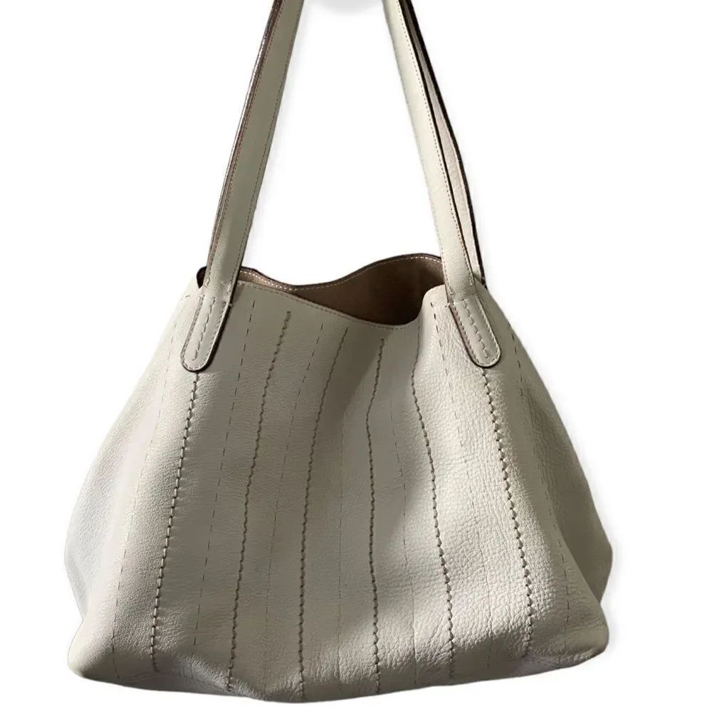 MaxMara Soft Leather Off-White Tote w Pouchette